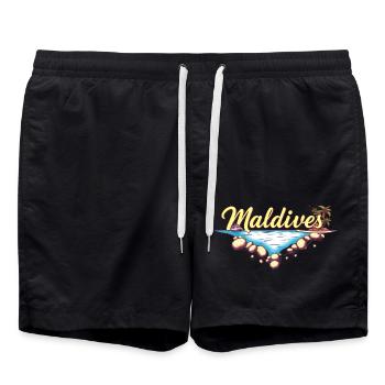 Malediven Geschenkidee - Badeshorts - Schwarz - Vorne - AI Model Male 185 light (185cm)