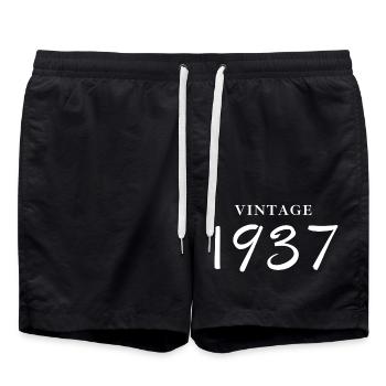 vintage 1937-Idée cadeau anniversaire - Short de bain - noir - Devant - AI Model Male 185 light (185cm)