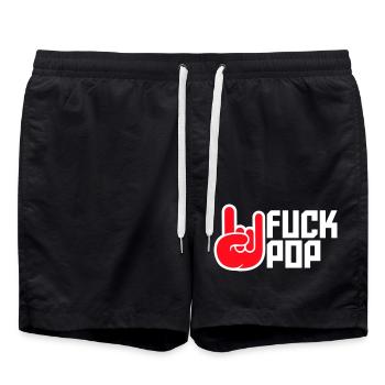 Fuck Pop Charts Musique Heavy Metal Hard Rock Amour - Short de bain - noir - Devant - AI Model Male 185 light (185cm)