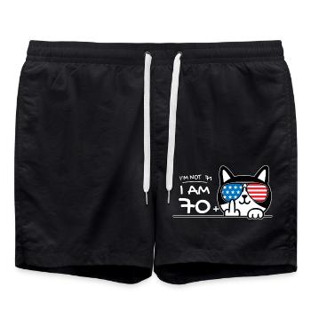 Je n’ai pas 71 ans, j’ai 70 ans plus 1 majeur Cat Flip - Short de bain - noir - Devant - AI Model Male 185 light (185cm)