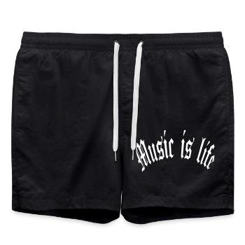 La musique c’est la vie La musique c’est la vie Citation d’amour - Short de bain - noir - Devant - AI Model Male 185 light (185cm)