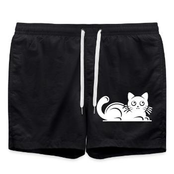 Purring Cuddly Cats Drawing - Swim Trunks - black - Front - AI Model Male 185 light (185cm)