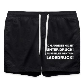 Ich arbeite nicht unter Druck - Badeshorts - Schwarz - Vorne - AI Model Male 185 light (185cm)