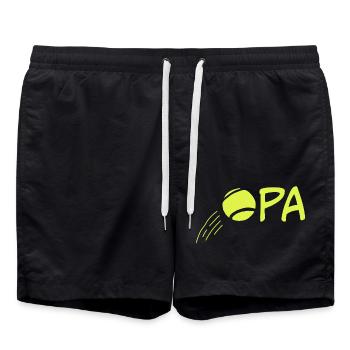 Opa Tennis Spielen Tennisspieler - Badeshorts - Schwarz - Vorne - AI Model Male 185 light (185cm)