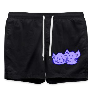 Deux chats heureux 2 amis Couple Équipe Couple - Short de bain - noir - Devant - AI Model Male 185 light (185cm)