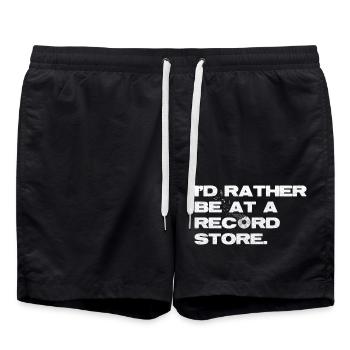 id rather be at a record store - Swim Trunks - black - Front - AI Model Male 185 light (185cm)