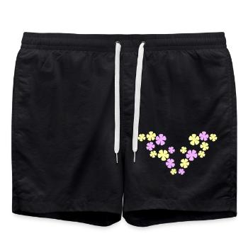 Many Pretty Flowers Colorful Decorative Pattern Beautiful - Swim Trunks - black - Front - AI Model Male 185 light (185cm)