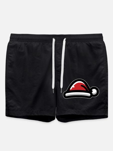 Weihnachtsmütze - Badeshorts - Schwarz