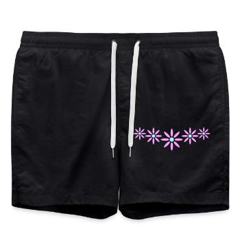 Viele Bunte Blumen Schön Dekorativ Muster Design - Badeshorts - Schwarz - Vorne - AI Model Male 185 light (185cm)