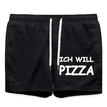 Pizza - Badeshorts - Schwarz - Vorne - AI Model Male 185 light (185cm)