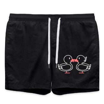 Enten Kuss Linie - Badeshorts - Schwarz - Vorne - AI Model Male 185 light (185cm)