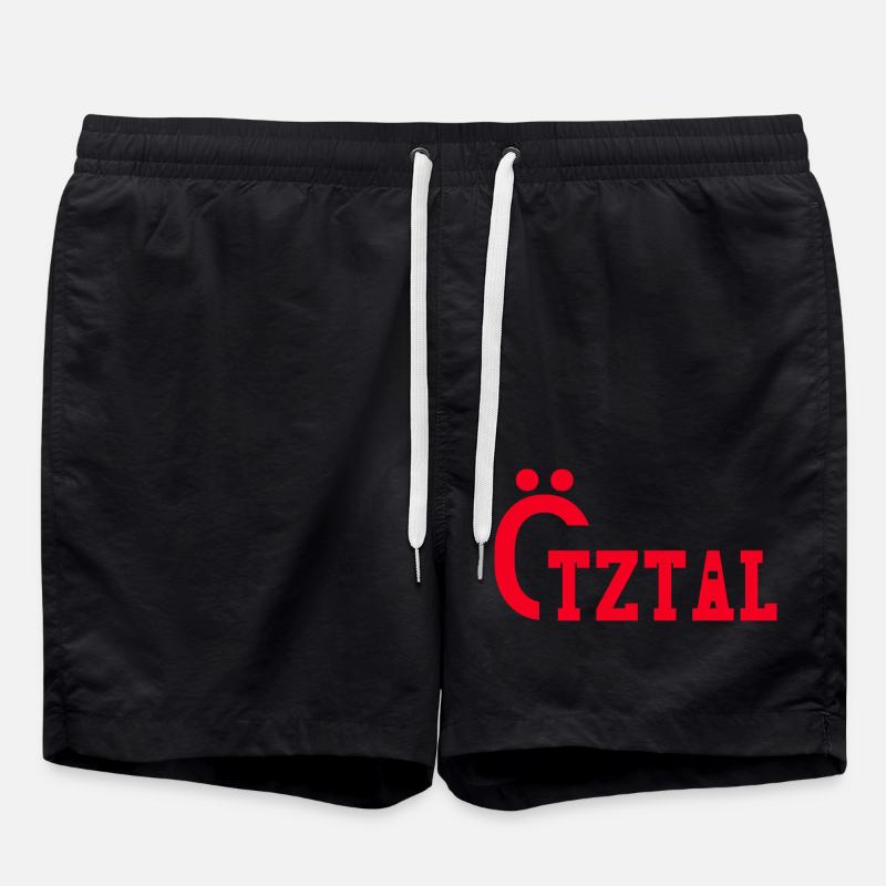 Ötztal red text - Swim Trunks - black