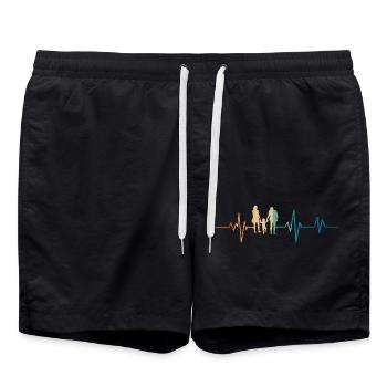 Retro Family Heartbeat - Swim Trunks - black - Front - AI Model Male 185 light (185cm)