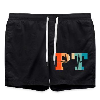 Herzschlag Retro-Physiotherapeut - Badeshorts - Schwarz - Vorne - AI Model Male 185 light (185cm)