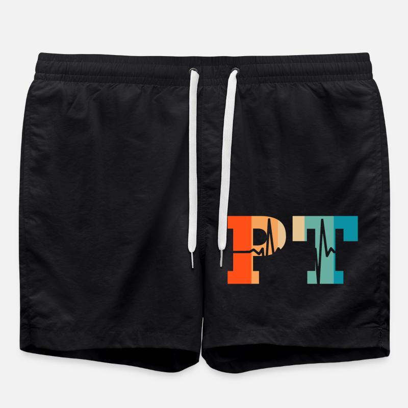 Heartbeat retro physical therapist - Swim Trunks - black