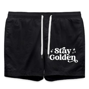 Bleiben Sie golden - Badeshorts - Schwarz - Vorne - AI Model Male 185 light (185cm)