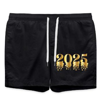 2025 New Year's Eve Outfit Women's Men – Modern Funny - Swim Trunks - black - Front - AI Model Male 185 light (185cm)