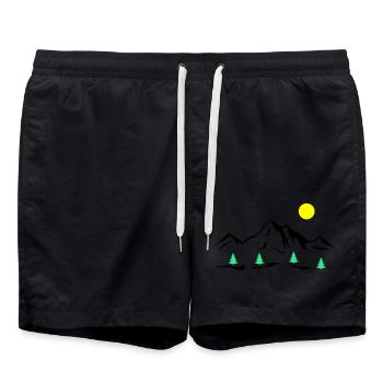 Montagnes - Short de bain - noir - Devant - AI Model Male 185 light (185cm)