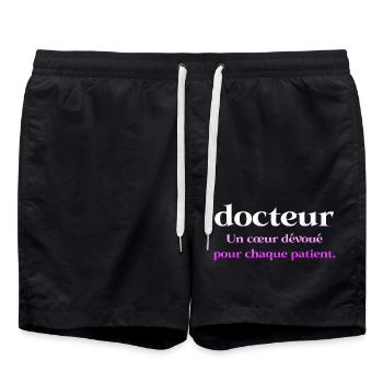 Doctor, doctor, nurse, health and white coat - Swim Trunks - black - Front - AI Model Male 185 light (185cm)