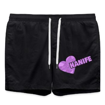 Geschenk für Hanife - Badeshorts - Schwarz - Vorne - AI Model Male 185 light (185cm)