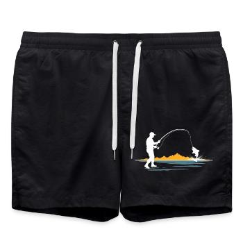 Angler-Herzschlag - Herzlinie - Badeshorts - Schwarz - Vorne - AI Model Male 185 light (185cm)