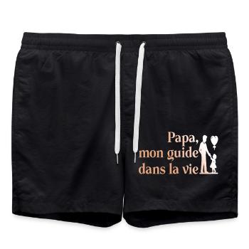 Daddy Santa Papuan Humor Joke Gift 3 - Swim Trunks - black - Front - AI Model Male 185 light (185cm)