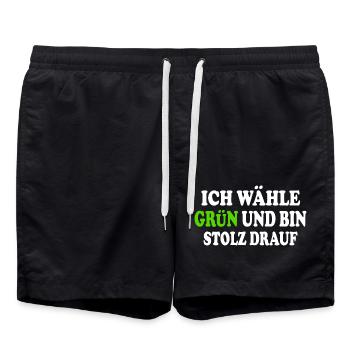 I vote green and I'm proud of it - Swim Trunks - black - Front - AI Model Male 185 light (185cm)