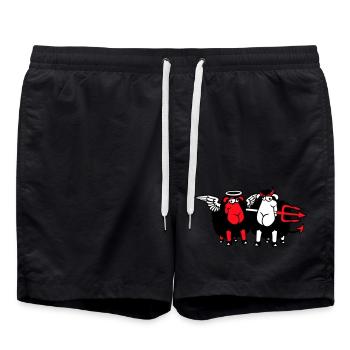 2 Mouton Ange Diable Satan Enfer Mal Paradis Bien - Short de bain - noir - Devant - AI Model Male 185 light (185cm)