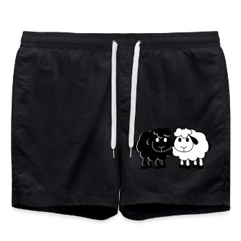 Two Sheep Friends Couple 2 Team Crew Small Baby - Swim Trunks - black - Front - AI Model Male 185 light (185cm)