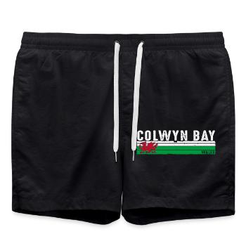 Colwyn Bay Wales Retro Design für Waliser - Badeshorts - Schwarz - Vorne - AI Model Male 185 light (185cm)