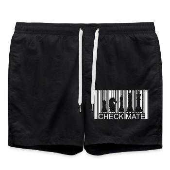 Stylish chess barcode design for chess fans - Swim Trunks - black - Front - AI Model Male 185 light (185cm)