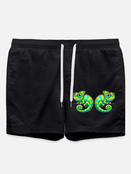 Chamäleon Comic - Badeshorts - Schwarz