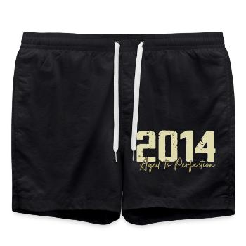 Original 2014 Retro 2014 Geburtstagsgeschenk 2014 - Badeshorts - Schwarz - Vorne - AI Model Male 185 light (185cm)