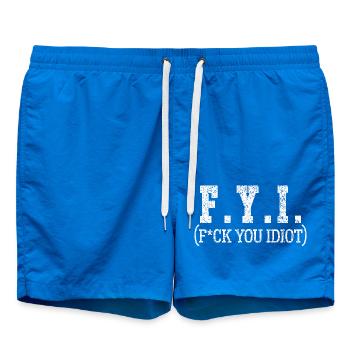FYI Funny Offensive Inappropriate Adult Humor Text - Swim Trunks - cobalt blue - Front