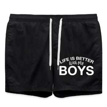 Life Is Better With My Boys 42 - Badeshorts - Schwarz - Vorne - AI Model Male 185 light (185cm)