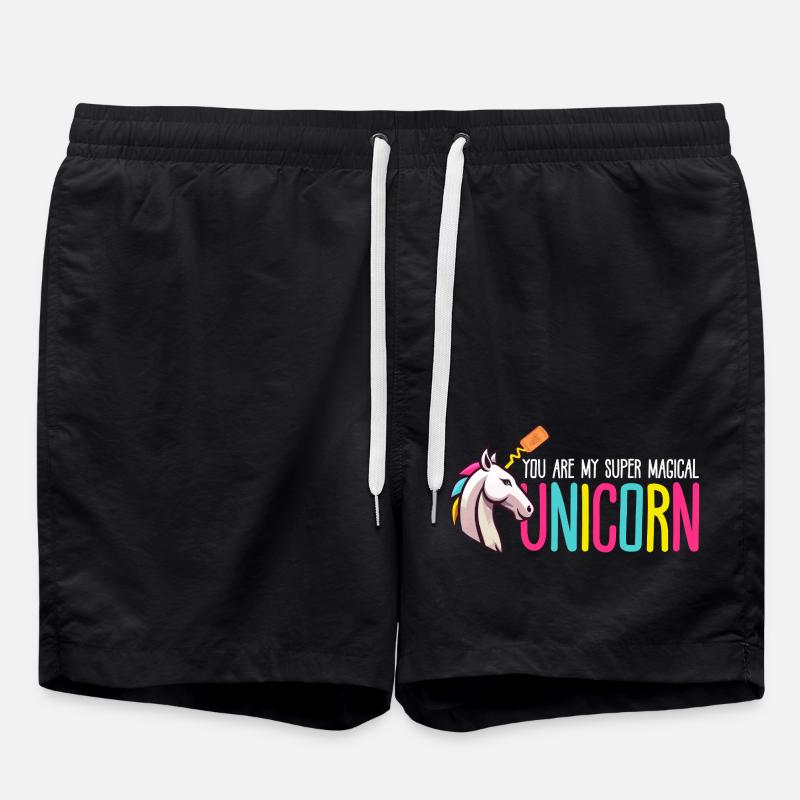 Super magisches Einhorn - Badeshorts - Schwarz