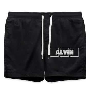Alvin as a gift idea - Swim Trunks - black - Front - AI Model Male 185 light (185cm)