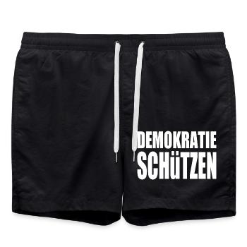 demokratie schützen - Badeshorts - Schwarz - Vorne - AI Model Male 185 light (185cm)