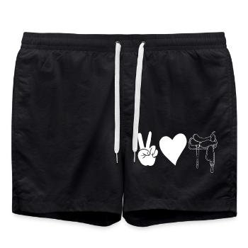 Reiten Pferde - Badeshorts - Schwarz - Vorne - AI Model Male 185 light (185cm)