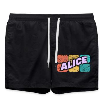 Gift for Alice - Swim Trunks - black - Front - AI Model Male 185 light (185cm)