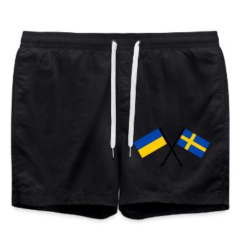 Schweden + Ukraine - Badeshorts - Schwarz - Vorne - AI Model Male 185 light (185cm)