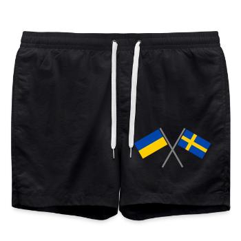 Schweden + Ukraine - Badeshorts - Schwarz - Vorne - AI Model Male 185 light (185cm)
