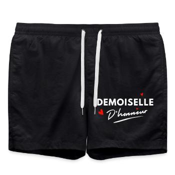 Brautjungfernherzen - Brautgeschenk - Badeshorts - Schwarz - Vorne - AI Model Male 185 light (185cm)