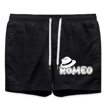 Romeo als Hut - Badeshorts - Schwarz - Vorne - AI Model Male 185 light (185cm)