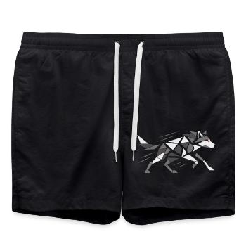 Geometrischer Wolf T-Shirt | Design Brutalis - Badeshorts - Schwarz - Vorne - AI Model Male 185 light (185cm)