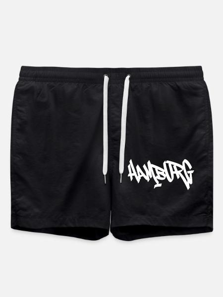 Hamburg Graffiti-Schriftzug - Badeshorts - Schwarz