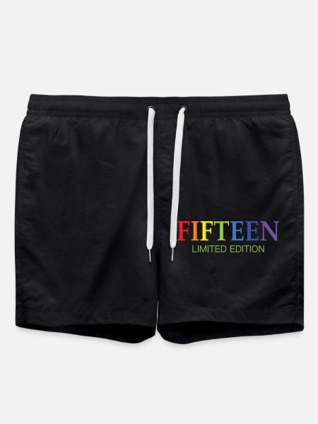 15. Geburtstag Geschenk Regenbogen - Badeshorts - Schwarz