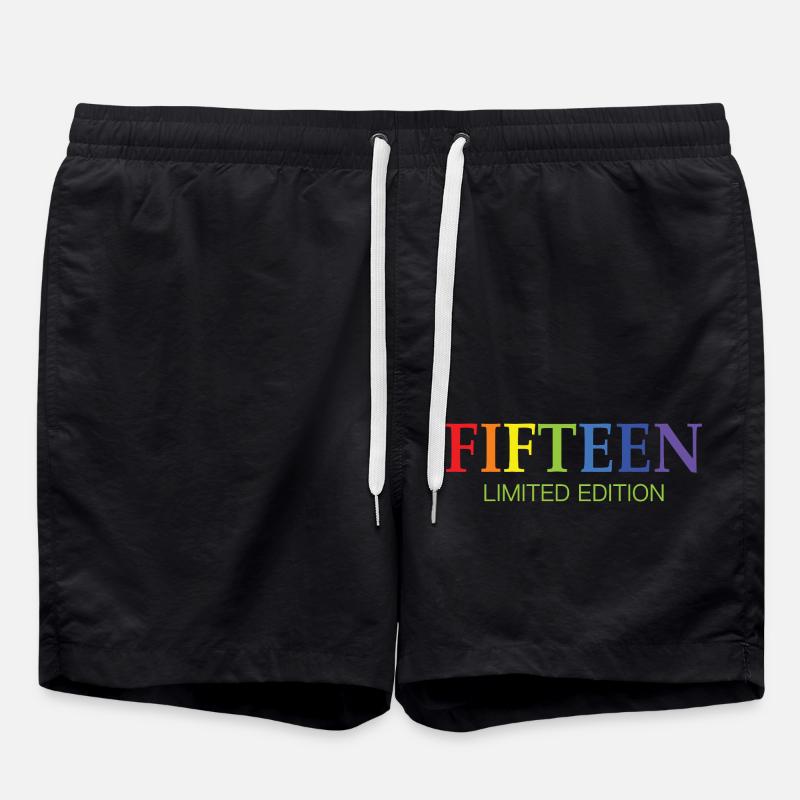 15th Birthday Gift Rainbow - Swim Trunks - black