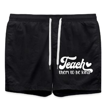 Teach Them To Be Kind Heartfelt Message Design - Swim Trunks - black - Front - AI Model Male 185 light (185cm)