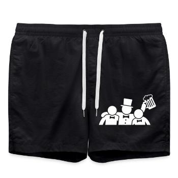 Bachelor Party Groom Party - Swim Trunks - black - Front - AI Model Male 185 light (185cm)